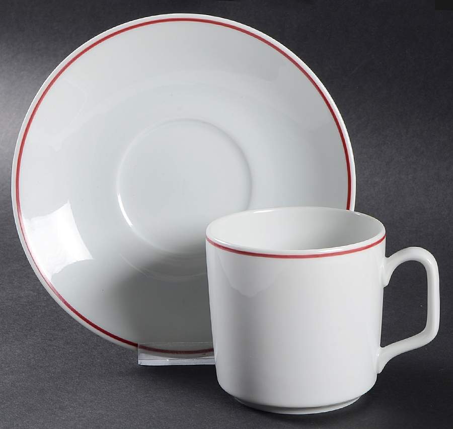 R6L1 Red Flat Cup & Saucer Set by Royal Limoges-1