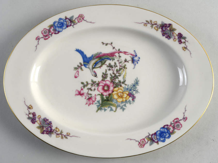 Phoenix (U.S. Zone, Gold Trim, No Verge) 12" Oval Serving Platter by Rosenthal - Continental-1