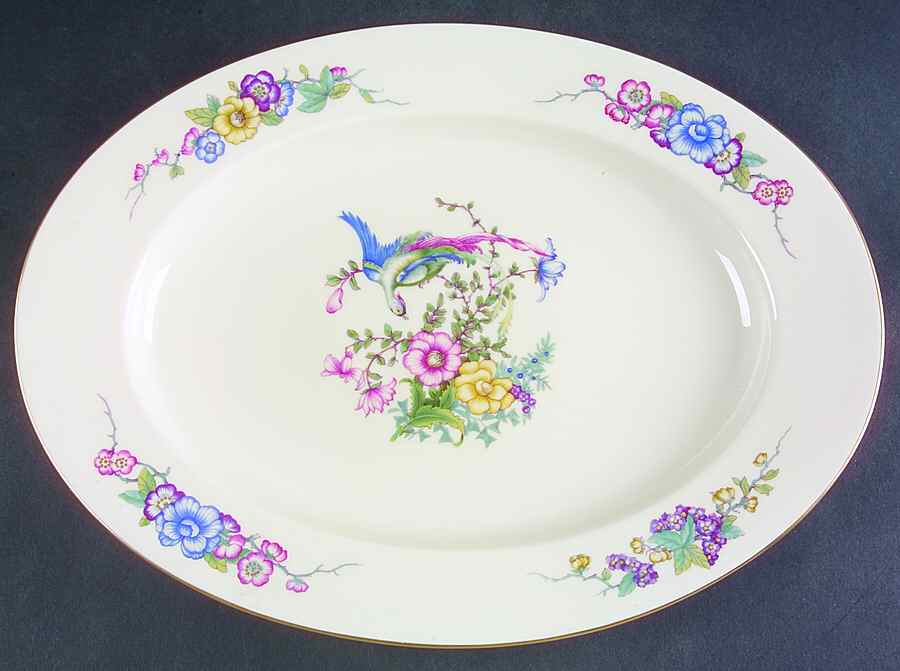 Phoenix (U.S. Zone, Gold Trim, No Verge) 14" Oval Serving Platter by Rosenthal - Continental-1