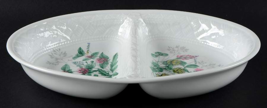 Somerset Flowers 12" Oval Divided Vegetable Bowl by Royal Worcester-1