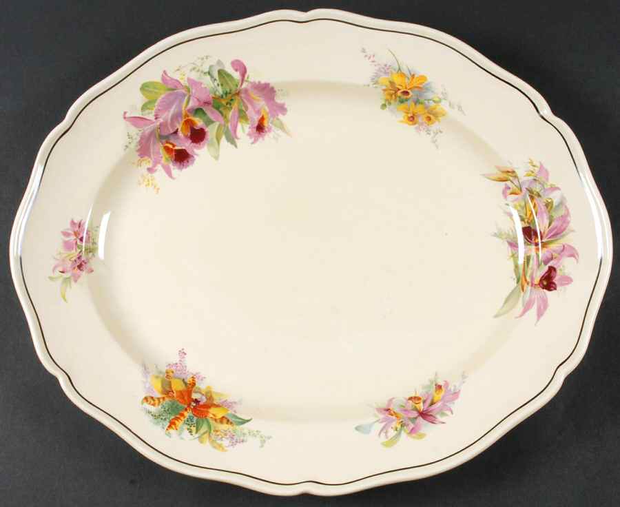 Orchid 15" Oval Serving Platter by Royal Doulton-1