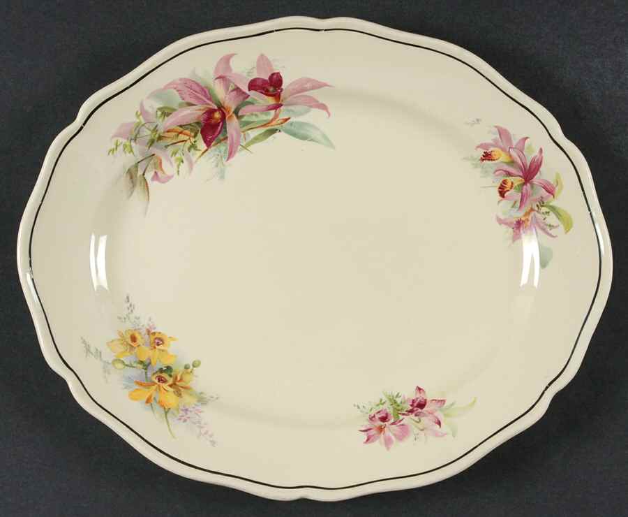 Orchid 11" Oval Serving Platter by Royal Doulton-1