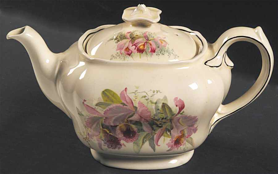 Orchid Teapot & Lid by Royal Doulton-1