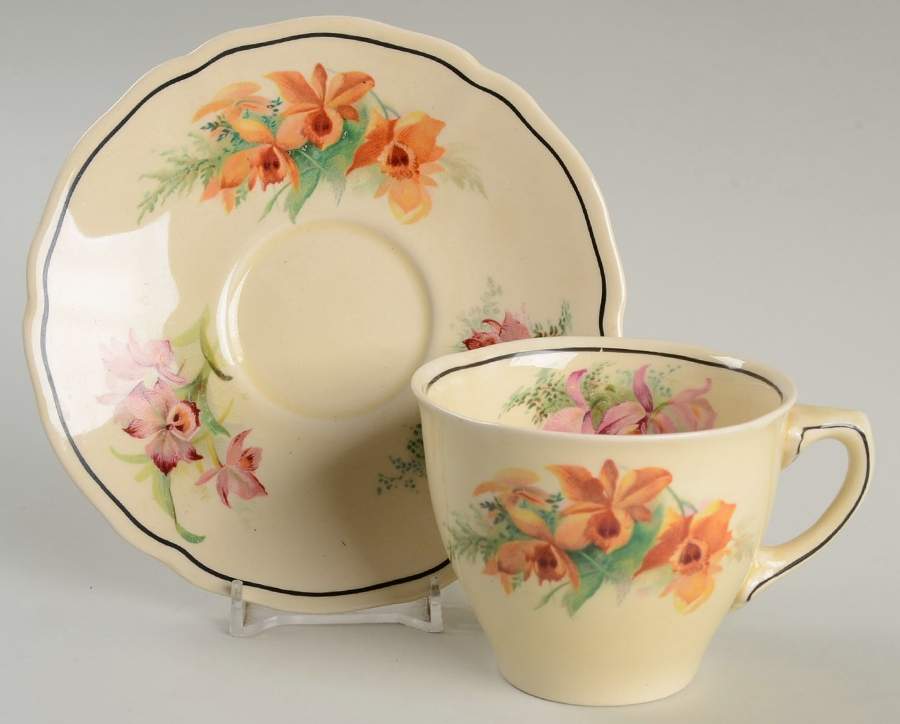 Orchid Flat Cup & Saucer Set by Royal Doulton-1