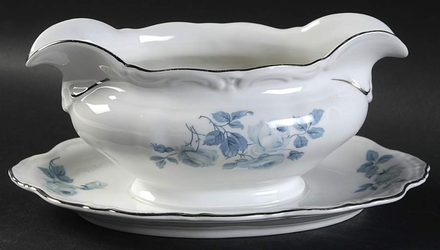 Summer Evening Gravy Boat with Attached Underplate by Royal M (Bavaria)-1