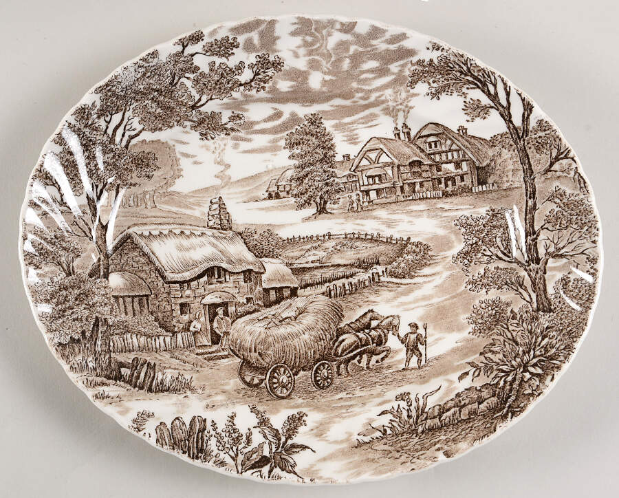 Hayride Brown 12" Oval Serving Platter by Ridgway (Ridgways)-1