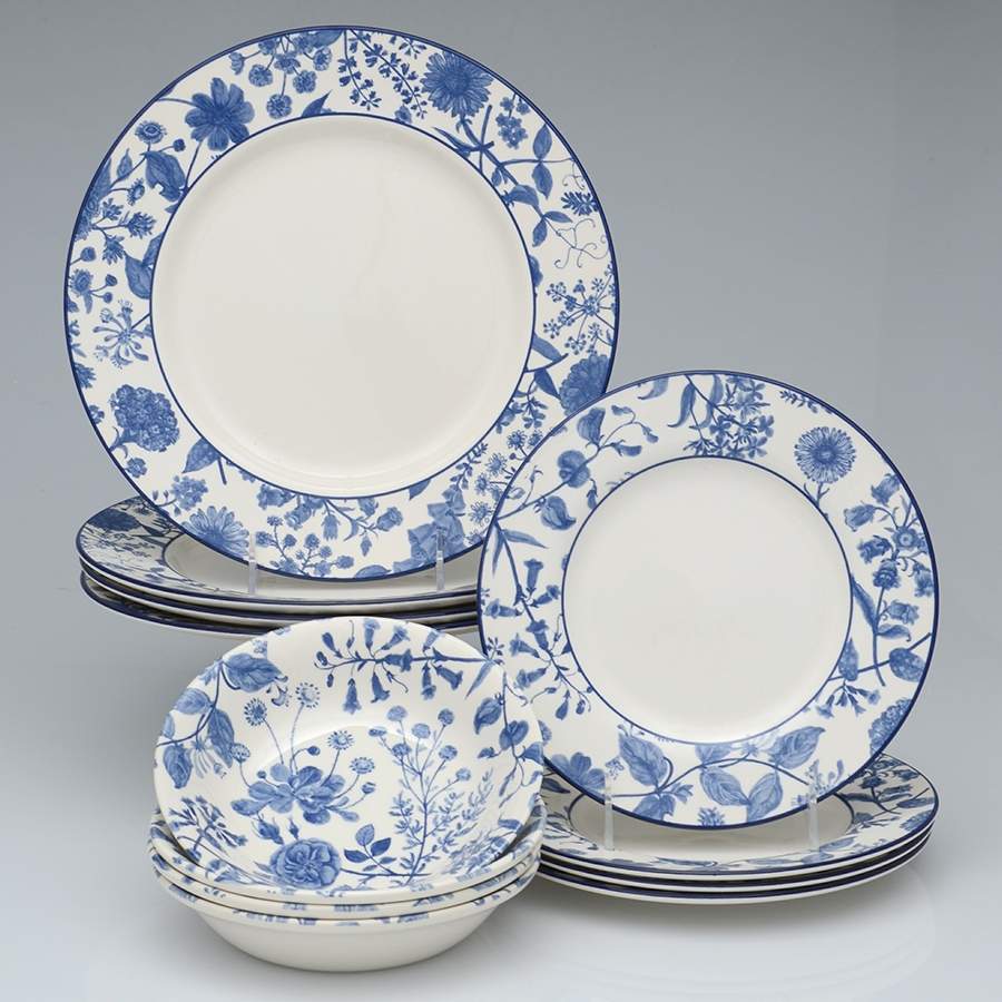 Hedgerow Blue (Earthenware, Wildflowers) 12 Piece Set by Royal Stafford-1