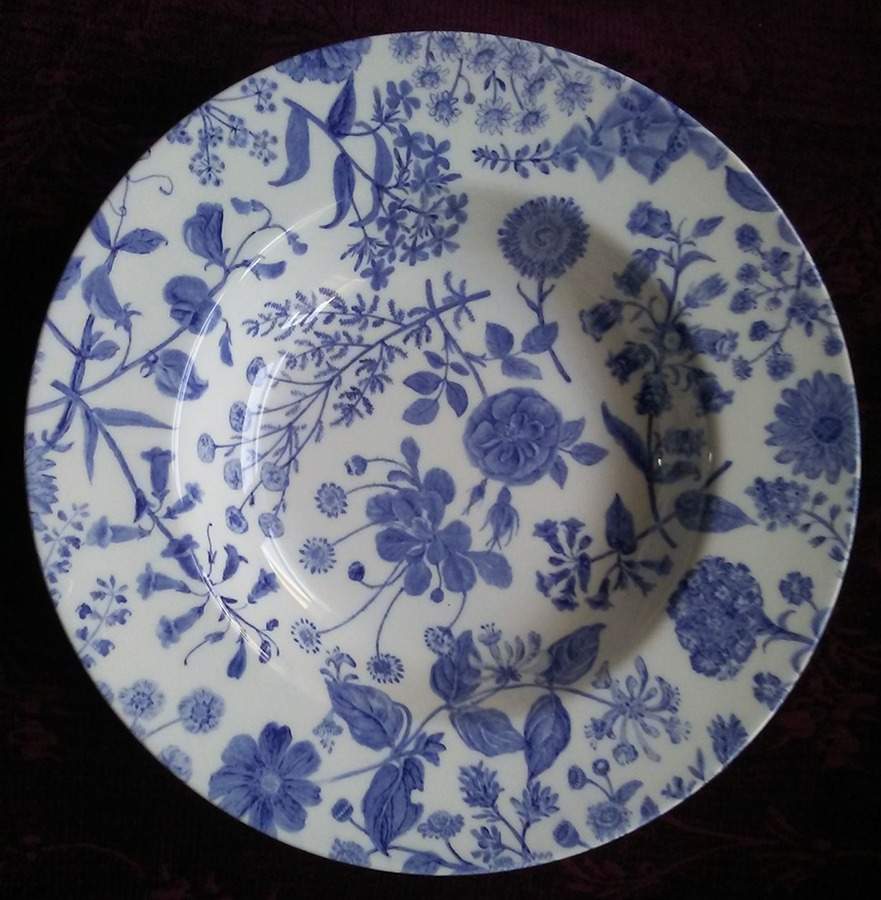 Hedgerow Blue (Earthenware, Wildflowers) Rim Soup Bowl by Royal Stafford-1