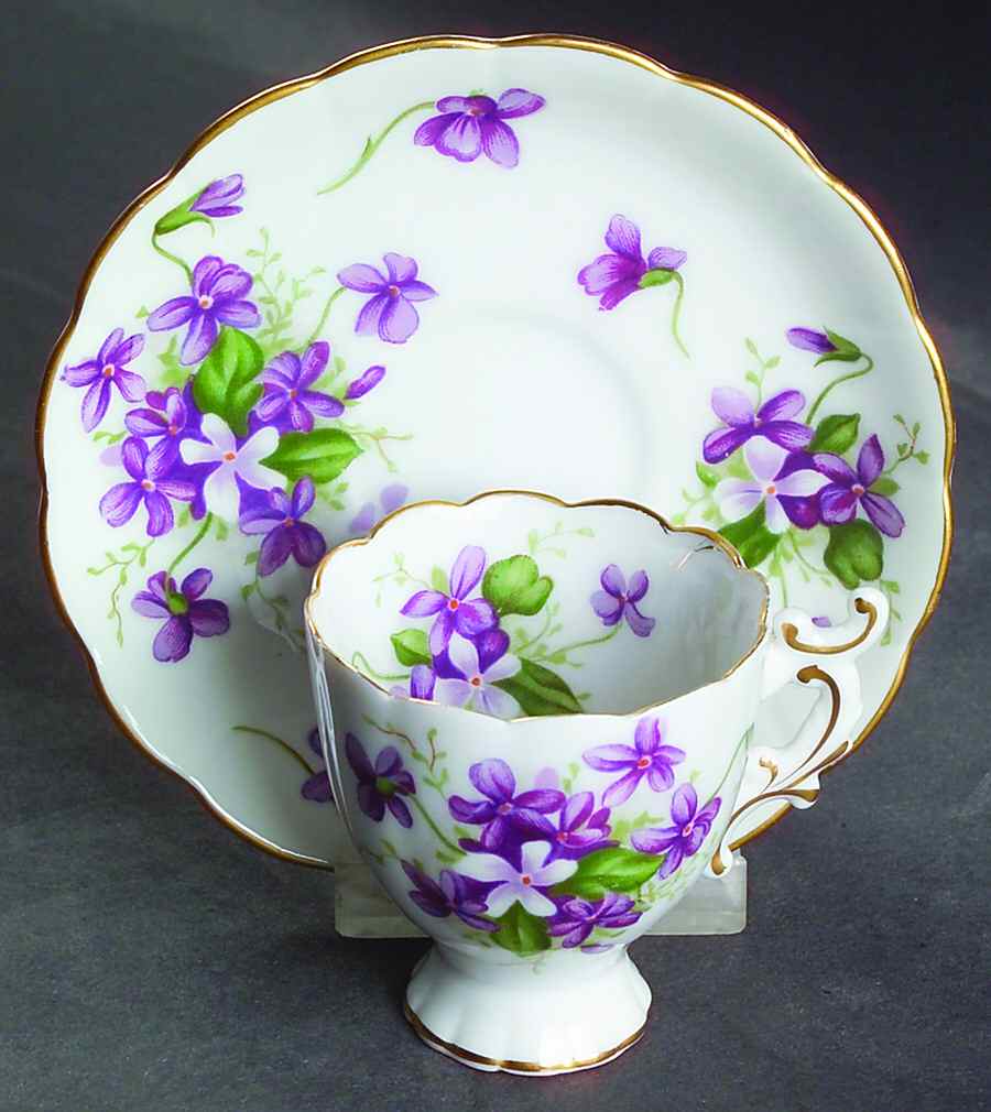 Spring Violets Footed Demitasse Cup & Saucer Set by Rossetti-1