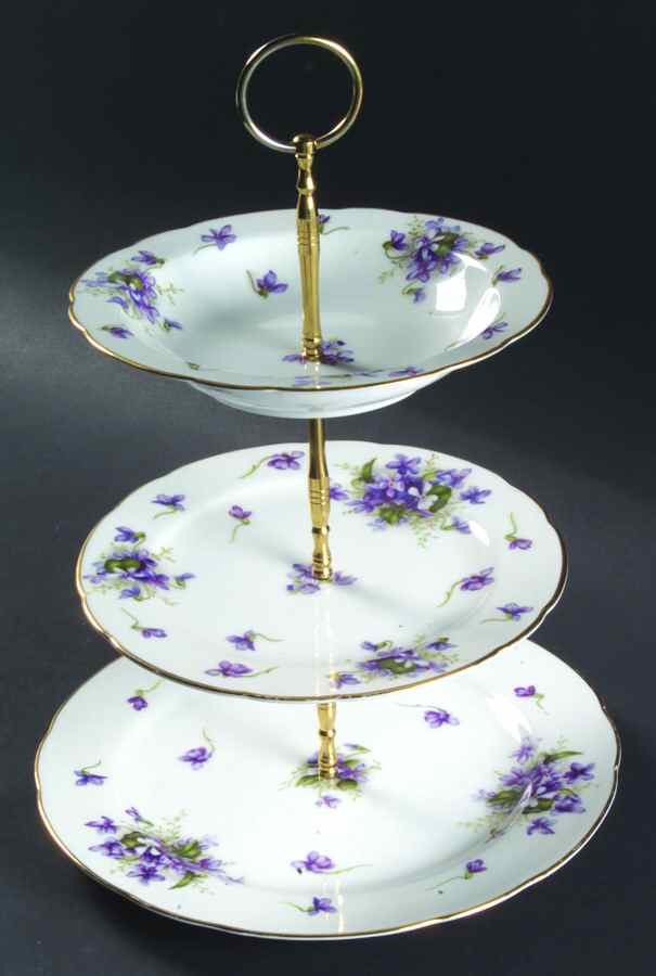 Spring Violets 3 Tier Serving Tray (DP,SP,SOR) by Rossetti-1