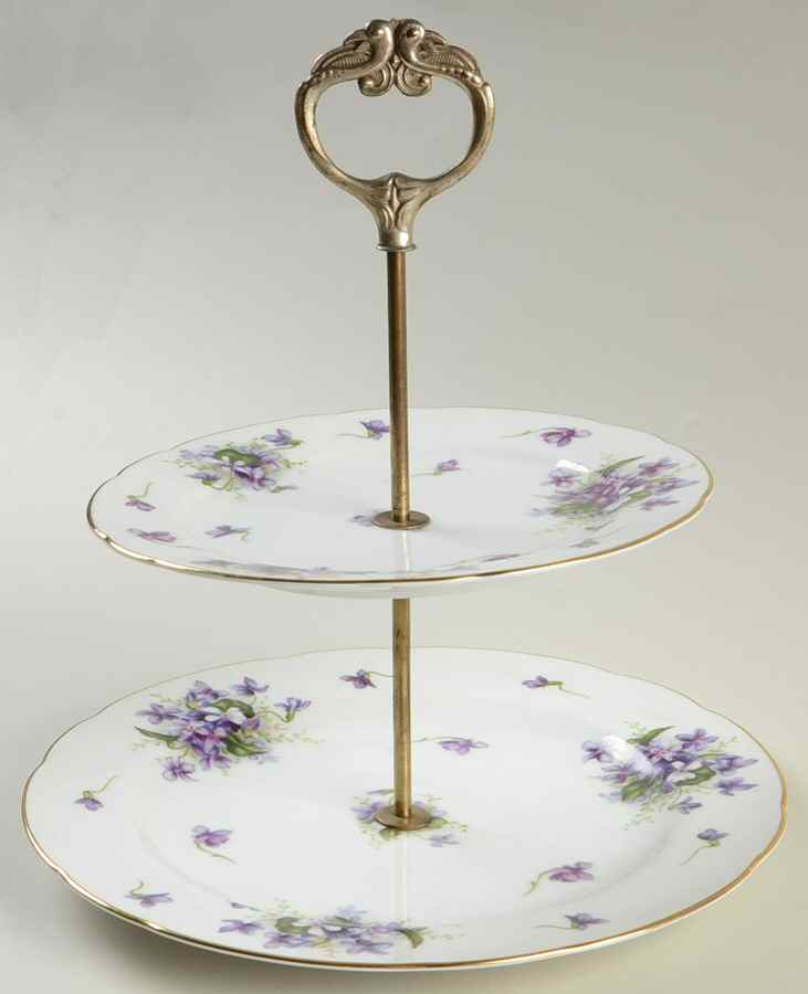 Spring Violets 2 Tiered Serving Tray (Dinner & Salad Plate) by Rossetti-1