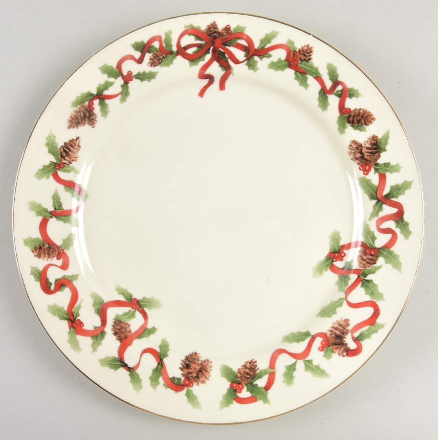 Holiday Ribbons Dinner Plate by Retroneu-1