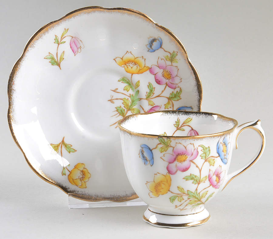 Anemone Footed Cup & Saucer Set by Royal Albert-1