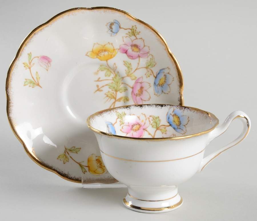Anemone Footed Cup & Saucer Set by Royal Albert-1