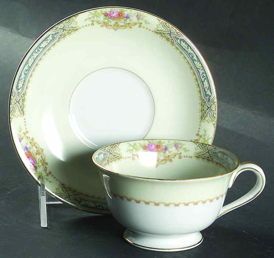 Annette Footed Cup & Saucer Set by Rose (Japan)-1