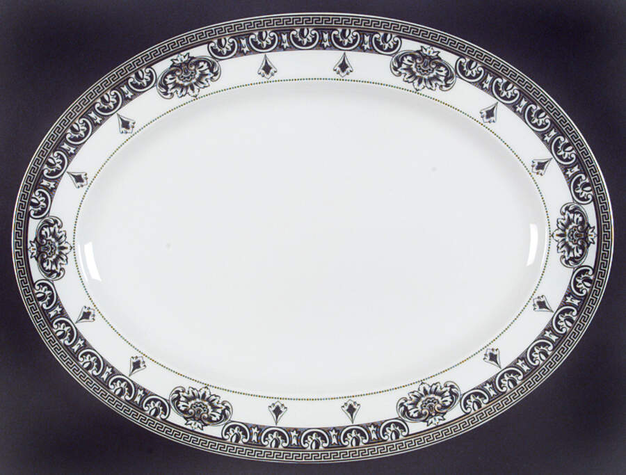 Marqueterie 15" Oval Serving Platter by Rosenthal - Continental-1
