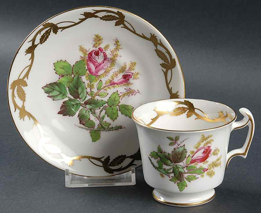 Moss Rose Footed Demitasse Cup & Saucer Set by Royal Chelsea-1