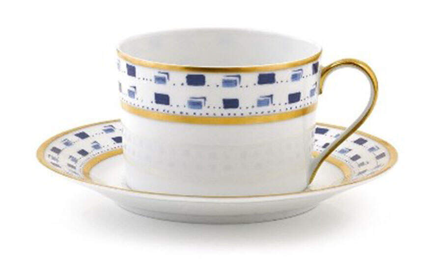 La Bocca Blue Flat Cup & Saucer Set by Royal Limoges-1