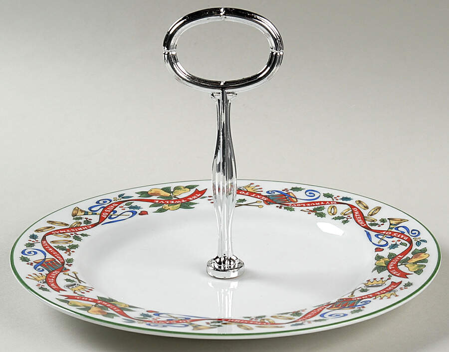 Twelve Days of Christmas Round Serving Plate with Handle (SP) by Royal Worcester-1