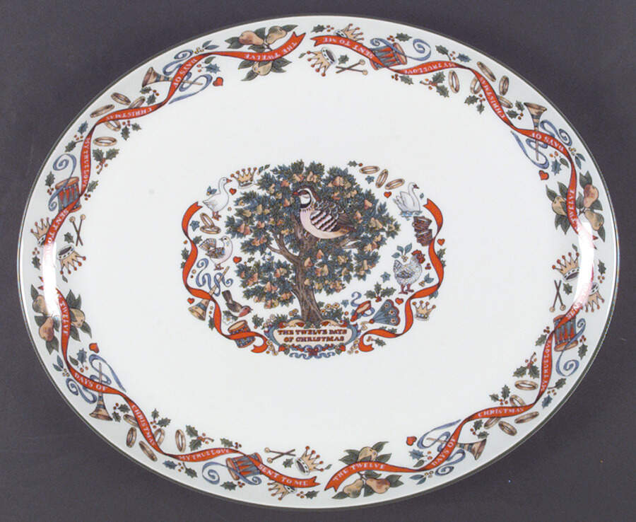 Twelve Days of Christmas 14" Oval Serving Platter by Royal Worcester-1