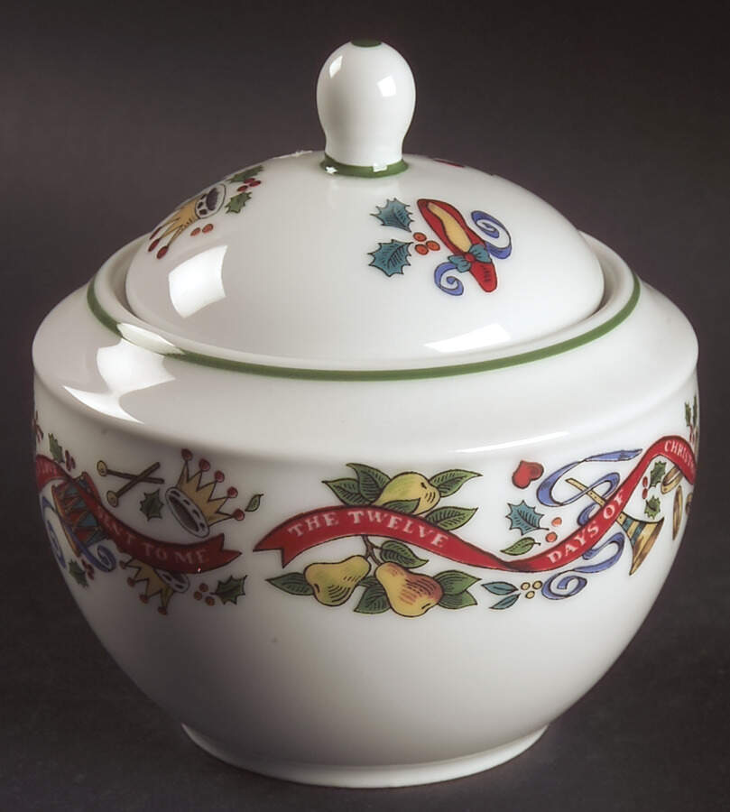 Twelve Days of Christmas Sugar Bowl & Lid by Royal Worcester-1
