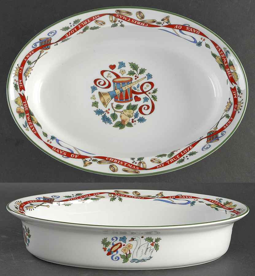 Twelve Days of Christmas 11" Oval Vegetable Bowl by Royal Worcester-1