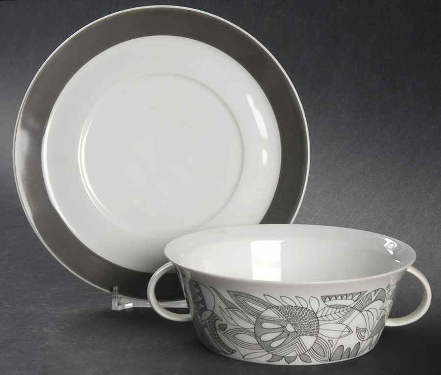 Zehlendorf Flat Cream Soup Bowl & Saucer Set by Rosenthal - Continental-1