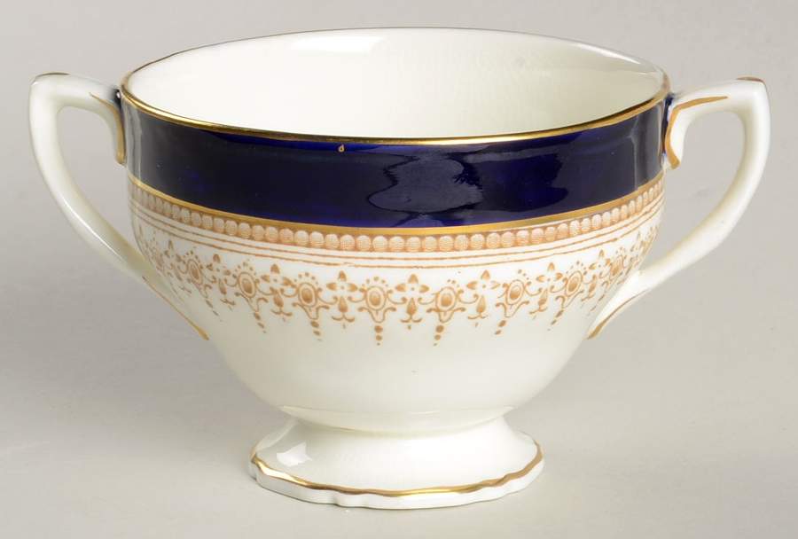 Regency Cobalt Blue (Cream Background) Sugar Bowl No Lid by Royal Worcester-1