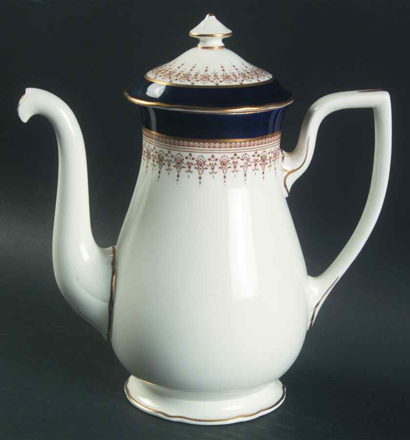 Regency Cobalt Blue (Cream Background) Mini Coffee Pot & Lid by Royal Worcester-1