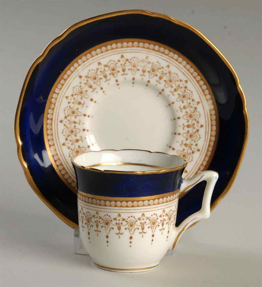 Regency Cobalt Blue (Cream Background) Saucer for Flat Demitasse Cup by Royal Worcester-1