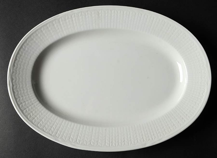 Swedish Grace Snow (White) 12" Oval Serving Platter by Rorstrand-1