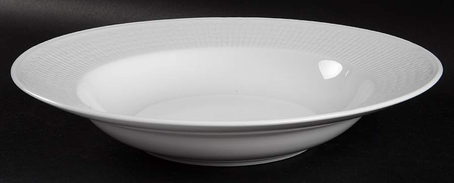 Swedish Grace Snow (White) Large Rim Soup Bowl by Rorstrand-1