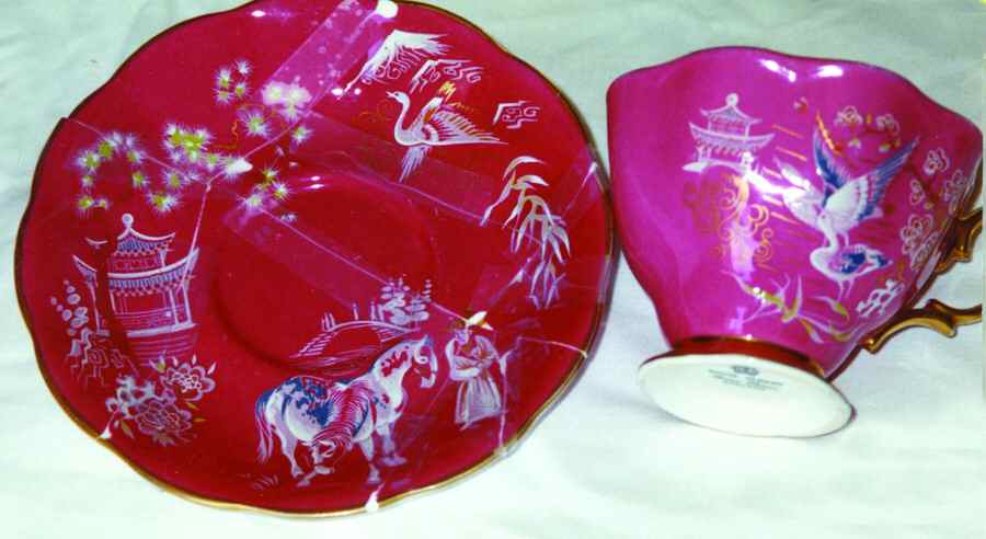 Oriental Pink Footed Cup & Saucer Set by Royal Albert-1
