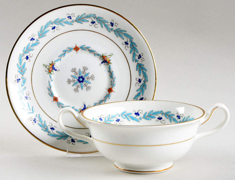 Roosevelt Footed Cream Soup Bowl & Saucer Set by Royal Cauldon-1