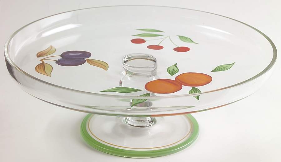 Evesham Orchard Handpainted Glassware Cake Stand by Royal Worcester-1