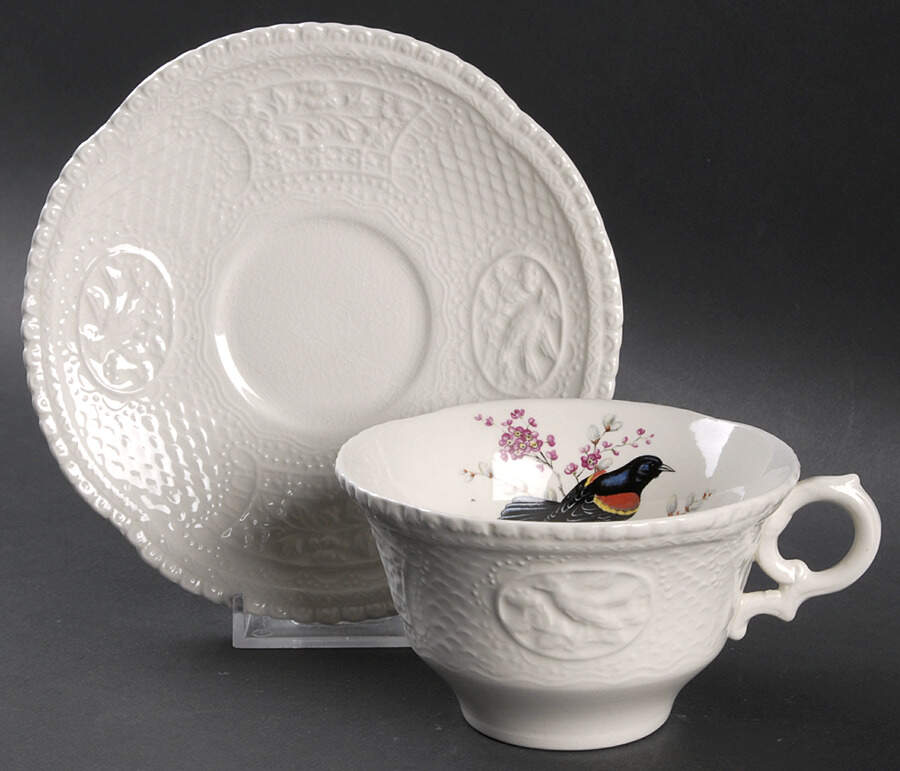 Aviary Flat Cup & Saucer Set by Royal Cauldon-1