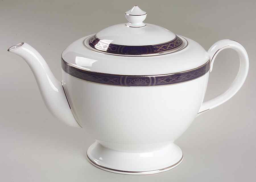 Mountbatten Cobalt Blue (Platinum Trim) Teapot & Lid by Royal Worcester-1