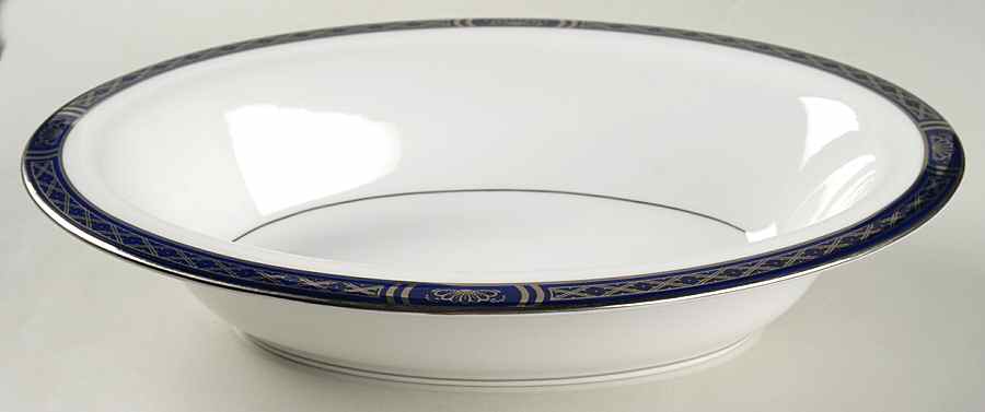 Mountbatten Cobalt Blue (Platinum Trim) 10" Oval Vegetable Bowl by Royal Worcester-1