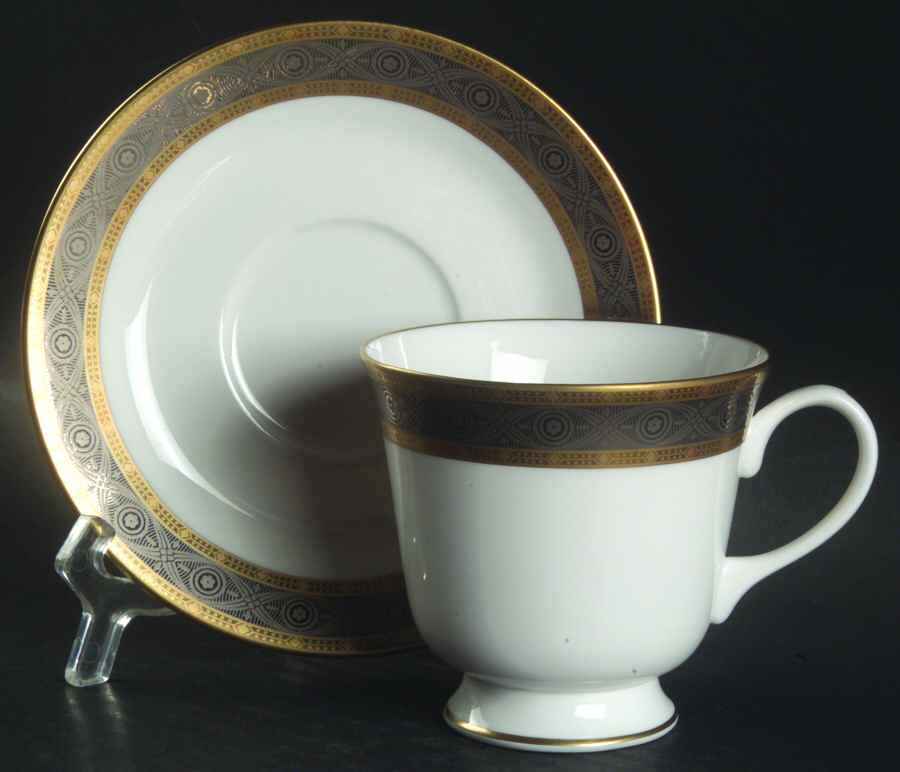 Contrast Footed Cup & Saucer Set by Royal Worcester-1
