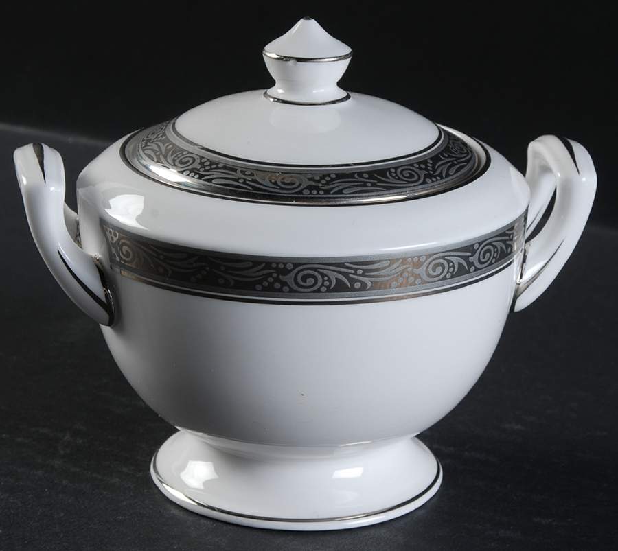 Davenham Platinum Sugar Bowl & Lid by Royal Worcester-1