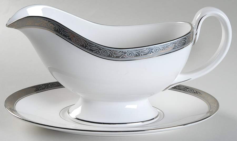 Davenham Platinum Gravy Boat & Underplate by Royal Worcester-1