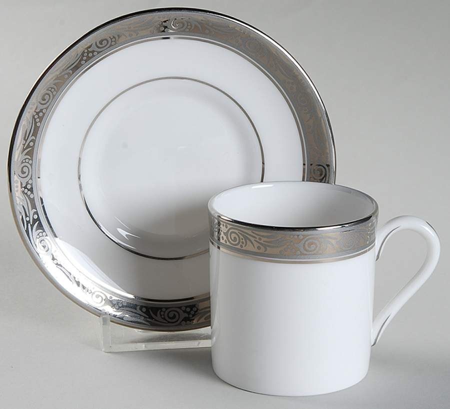 Davenham Platinum Flat Demitasse Cup & Saucer Set by Royal Worcester-1