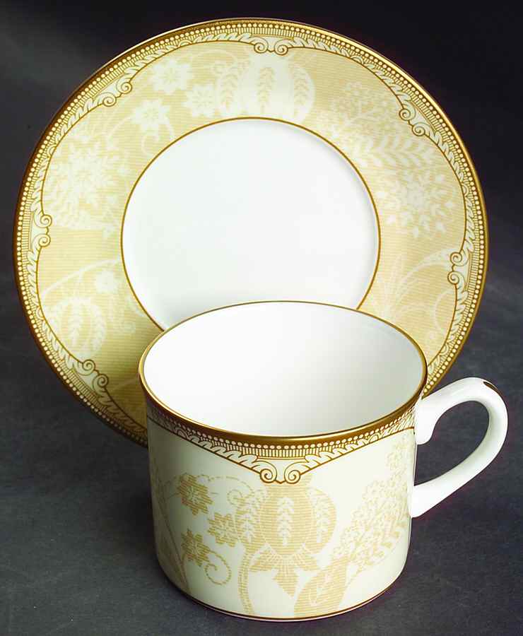 Brocade Flat Cup & Saucer Set by Royal Worcester-1