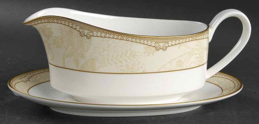 Brocade Gravy Boat & Underplate by Royal Worcester-1