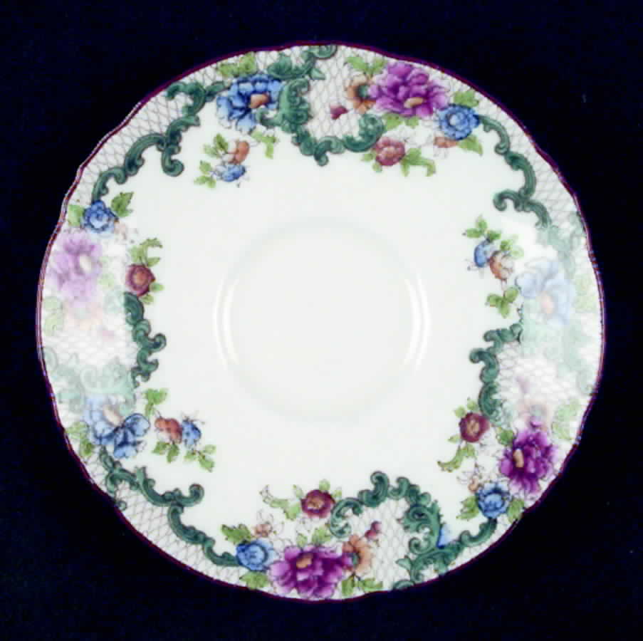 Floradora (Red Trim, Scalloped) Saucer by Royal Cauldon-1