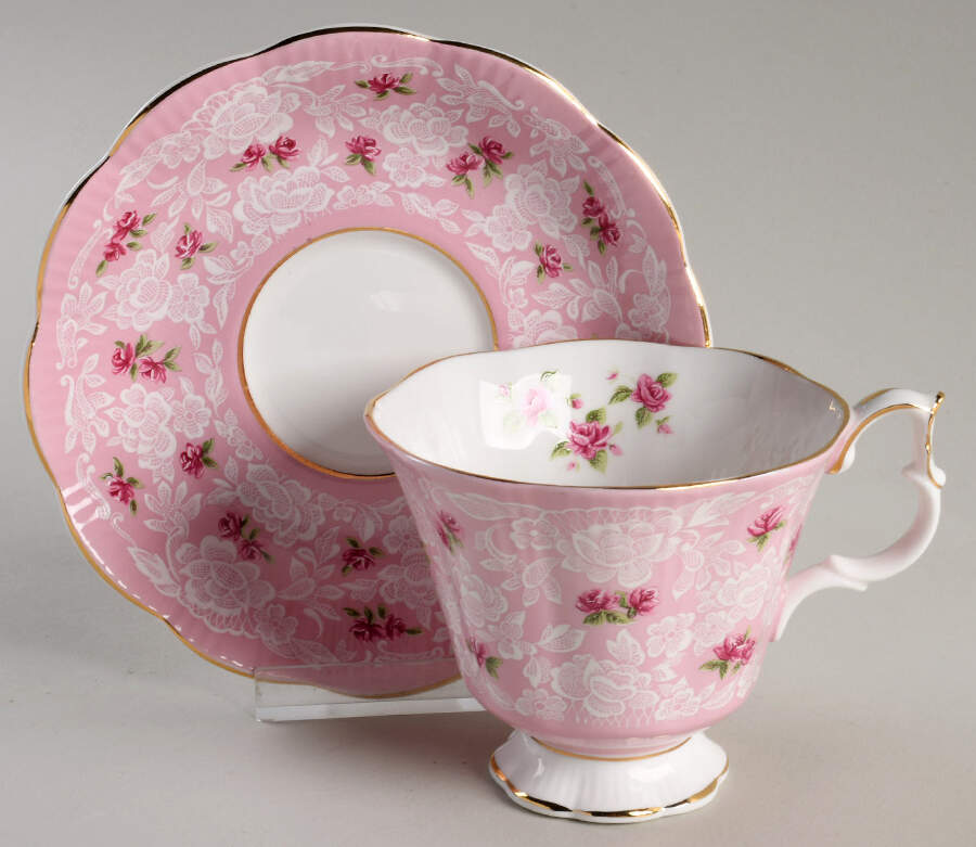 True Love  Pink Footed Cup & Saucer Set by Royal Albert-1