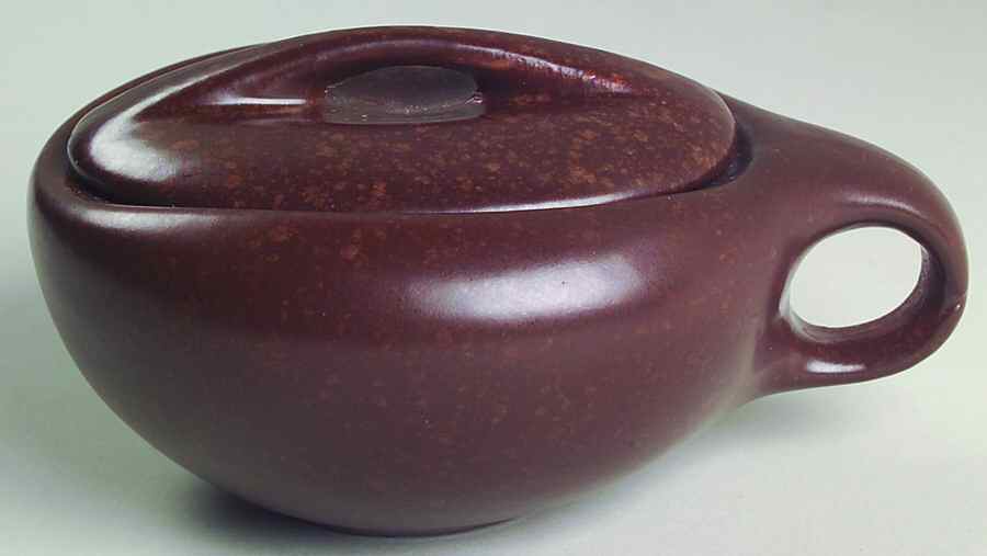 Raymor Autumn Brown (Glossy) Sugar Bowl & Lid by Roseville-1