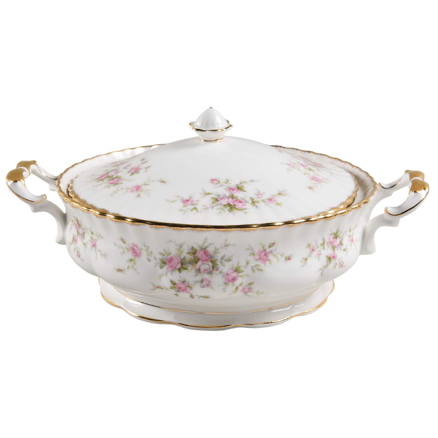 Victoriana Rose (Montrose Shape) Round Covered Vegetable by Royal Albert-1