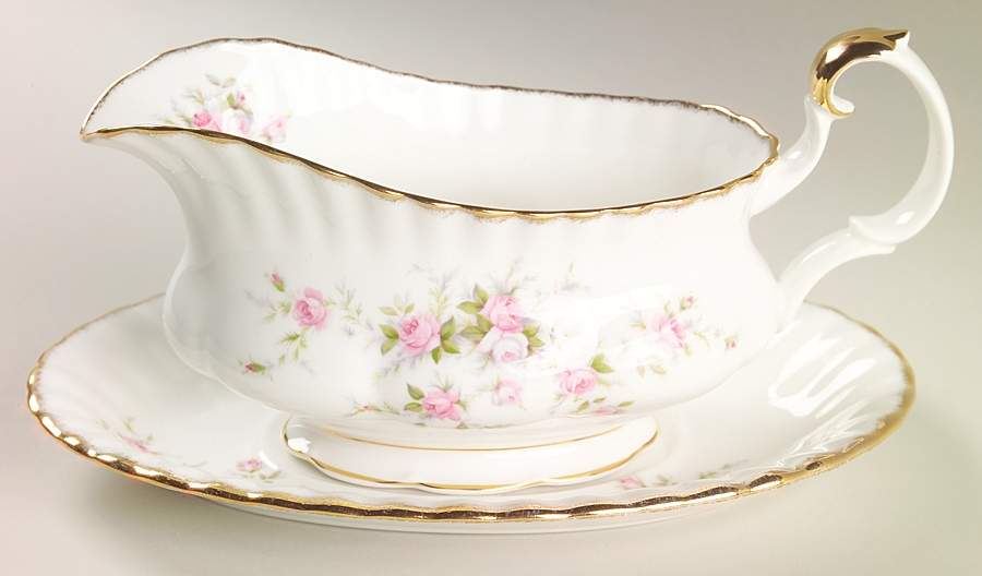 Victoriana Rose (Montrose Shape) Gravy Boat & Underplate by Royal Albert-1