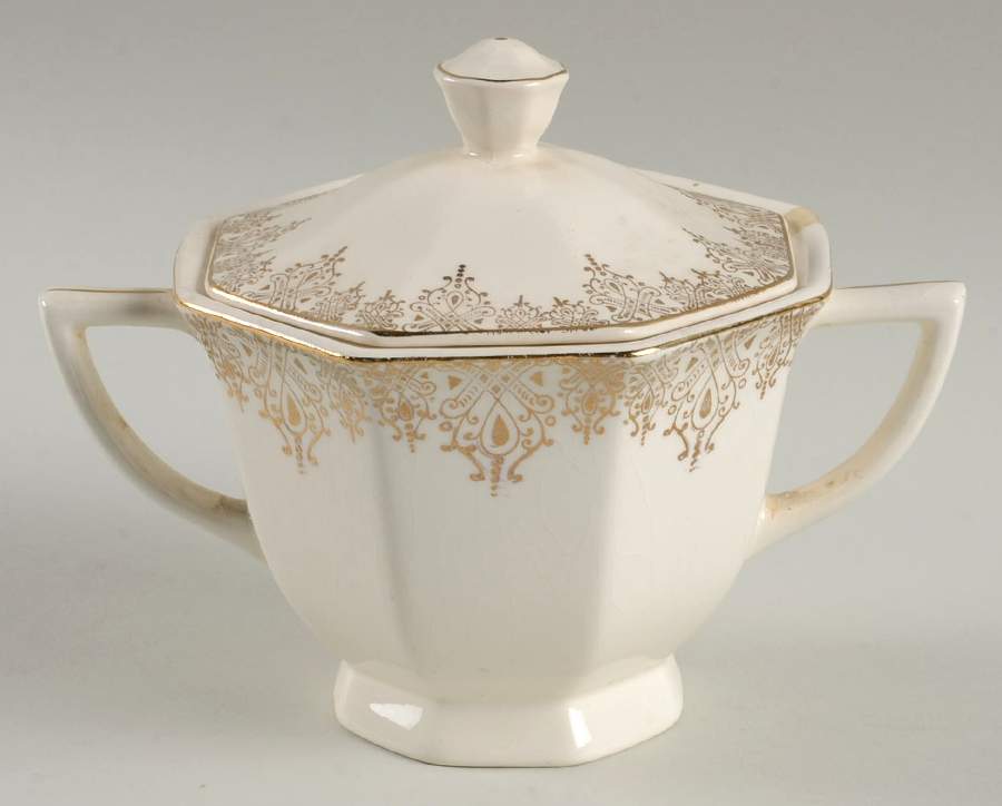 Gold Crest Sugar Bowl & Lid by Royal (USA)-1